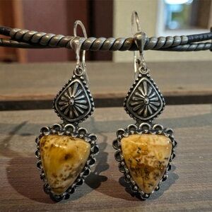 Carolyn Pollack American West Drop Earrings Jasper Drop